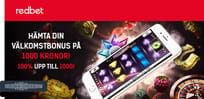 Veckans bonus: F&aring; upp till 1000 kr hos Redbet, ett licensierat casino.