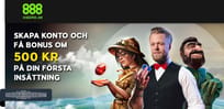 Veckans bonus: &Ouml;ka din f&ouml;rsta ins&auml;ttning med 500% hos 888