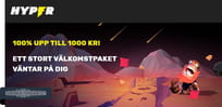 K&auml;nn dig v&auml;lkommen hos Hyper Casino med en v&auml;lkomstbonus p&aring; 100%
