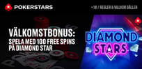 V&auml;lkomstbonus hos Pokerstars: 100 freespins p&aring; Diamond Stars