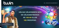 Välj mellan en välkomstbonus på 100 kr eller 100 FS hos Twin Casino