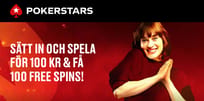 Få 100 free spins i bonus hos PokerStars Casino