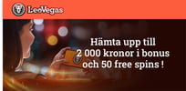 100 % upp till 2 000 kronor och 50 free spins hos LeoVegas Casino