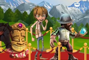 yeti casino r&ouml;da mattan med 3 figurer.