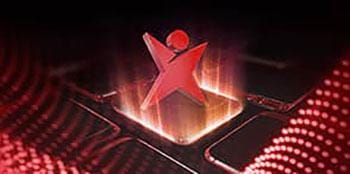 Betsafe symbolen på en fyrkant, med ljus underifrån