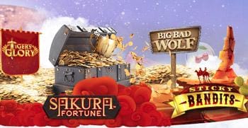 kista med guld, skyltar med slotnamn p&aring;