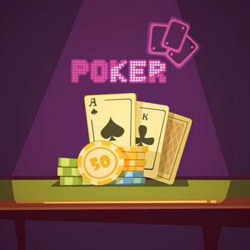 Poker med spelkort och marker