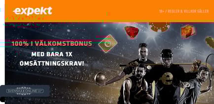 100% i välkomstbonus med bara 1x omsättningskrav hos Expekt