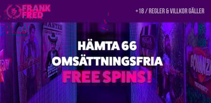H&auml;mta 66 oms&auml;ttningsfria free spins hos Frank & Fred