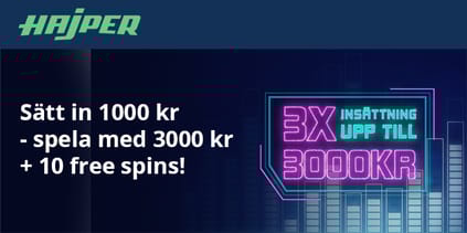 S&auml;tt in 1000 kr - spela med 3000 kr +10 free spind