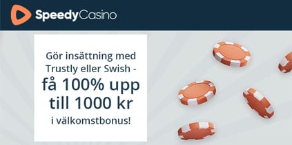 Speedy casino välkomsterbjudande - 100% upp till 1000 kr