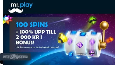 mr play 100 spins + 100% upp till 2000 kr i bonus